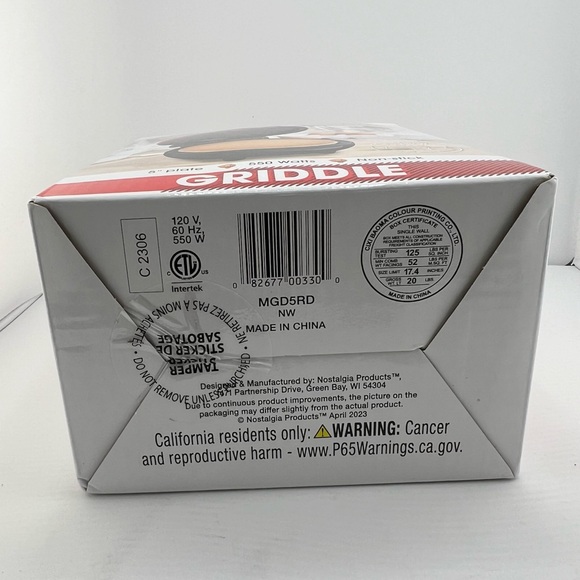 My Mini Small Bites, Big Yum Griddle 5" Plate Non-Stick 550 Watts Red Black Dorm - Picture 4 of 4